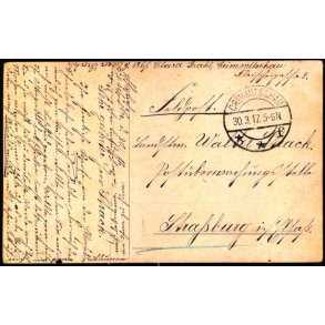 Feldpost - Crimmitschau  30 -9 -17 - Til Stratsburg - Billedside : Motiv.