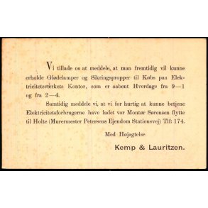 Kemp & Lauritzen - Kbh.K  - u/n - Brugt.