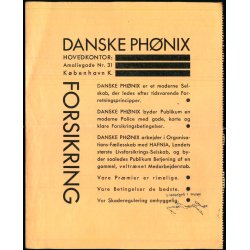 Danske Ph�nix - Pr�miekvittering - 1938
