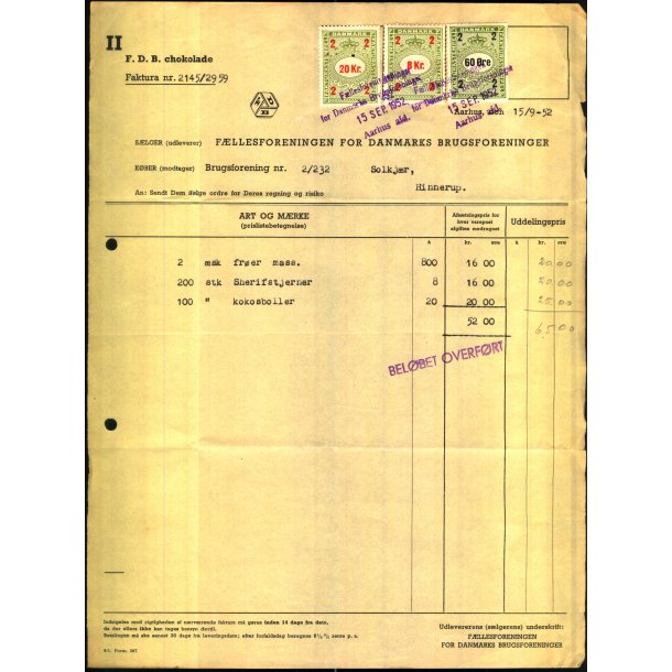 F.D.B. - Chokolade - 1952