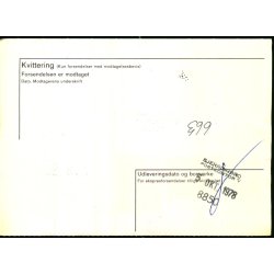 Adressekort med Postopkrvning fra Ringsted - 10  kr. Rigsvben - 2,50 og 1,80 Motiv. 28 - 9 - 78