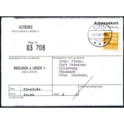 Adressekort fra Ulfborg - 10 kr. Rigsvben - 23 - 5 - 80
