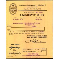 Danske Ph�nix - Pr�miekvittering - 1941