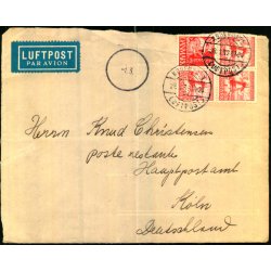 Luftpost Brev (Forside) fra Danmark til Tyskland - 28 - 1 - 37