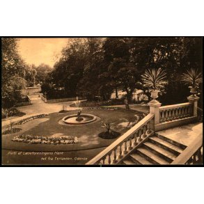 Parti af L�seforeningens Have set fra Terrassen - Odense - Chr. Pedersens Kunstforlag 11p - Ubrugt