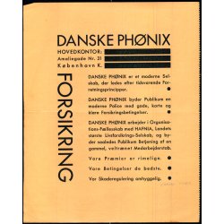 Danske Ph�nix - Pr�miekvittering - 1939