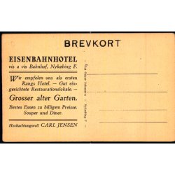 Jernbanehotellet - Nyk�bing Falster - o.Johansen u/n - Ubrugt - Reklame p� bagsiden !