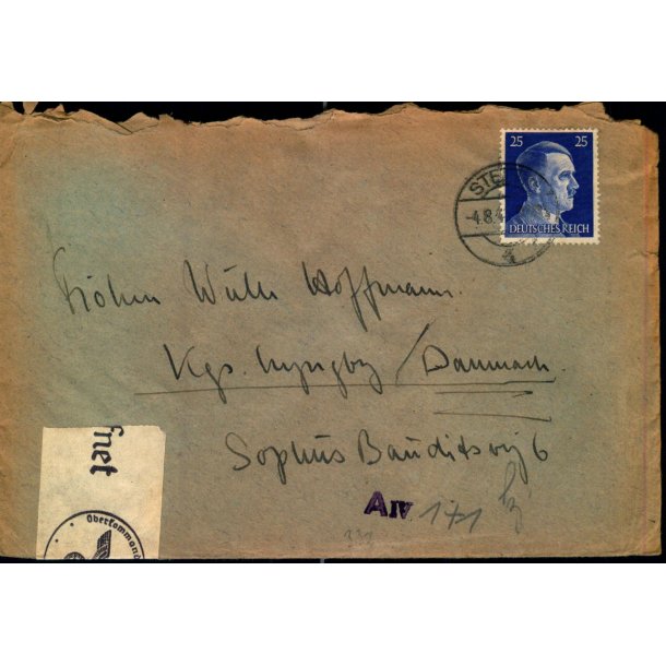 Censurbrev fra Tyskland  8 - 11 - 41 - Til Kgs. Lyngby