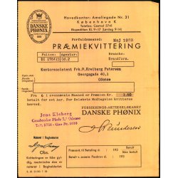 Danske Ph�nix - Pr�miekvittering - 1939