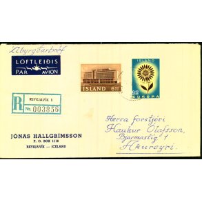 Luftpost Rekommanderet Brev fra Reykjavik til Akureyui - 4 - 4 - 1967