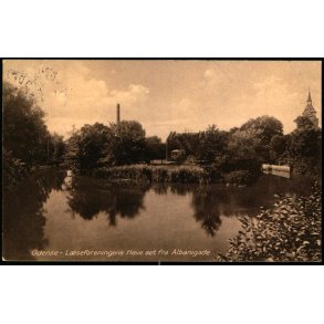 Odense - L�seforeningens Have set fra Albanigade - Chr. Pedersens Kunstforlag 86 - Brugt