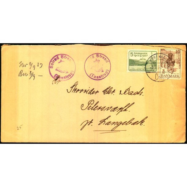 SOLRD STRAND (Taastrup) - Posthornsstempel p Brev