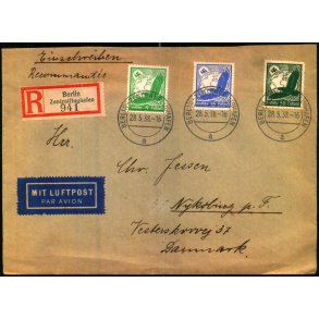 Luftpost Rekommanderet Brev fra Tyskland - Nykbing F - 28 - 5 - 38