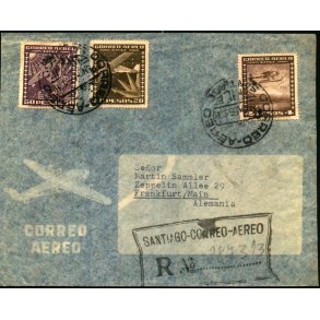 Luftpost Rekommanderet Brev fra Argentina til Tyskland - 1 - 12 - 55