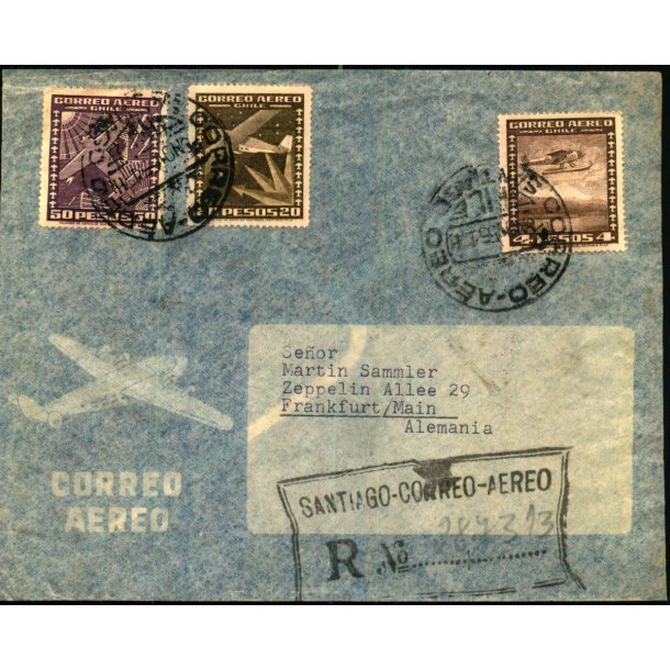 Luftpost Rekommanderet Brev fra Argentina til Tyskland - 1 - 12 - 55