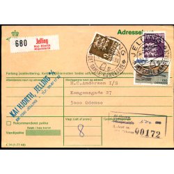 Adressekort fra Jelling - 3,30 og 9 k Rigsvben - Berigtigelseskort 172 - Eftertorto 5,00