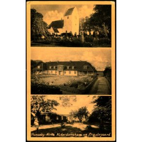 Hunseby - Kirke - Alderdomshjem - Pr�stegaard - H. Schmidt u/n - Ubrugt