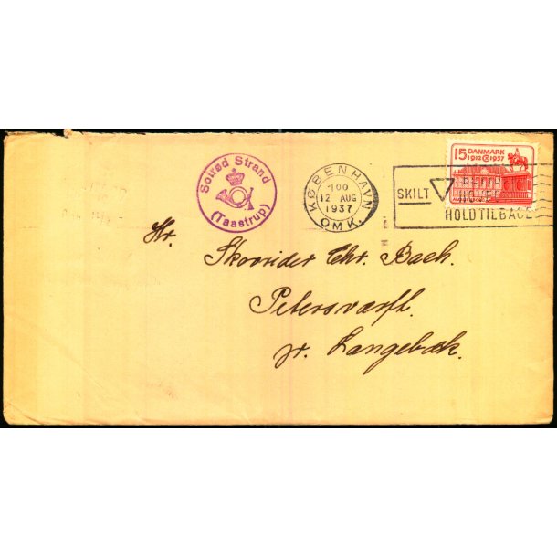 SOLRD STRAND (Taastrup) - Posthorensstempel p Brev