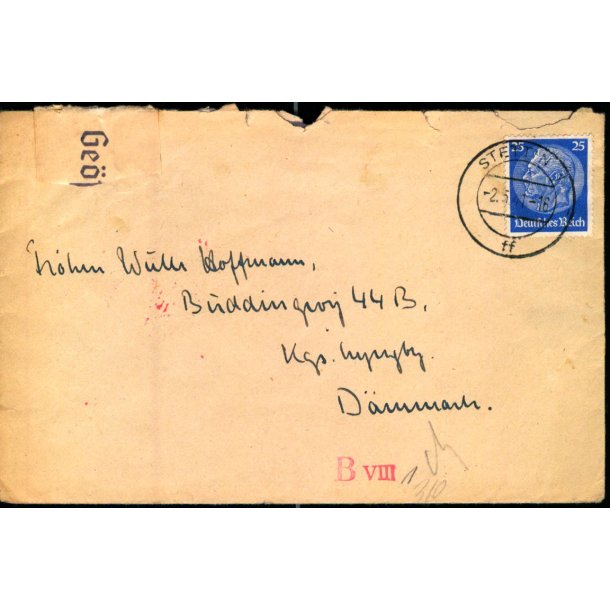 Censurbrev fra Tyskland  2 - 5 - 41 - Til Kgs. Lyngby