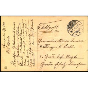 Feldpost - Apenrade   18 -3 -16 - Til  4. Komp - 1. Batl. - Billedside : Glckwunsch