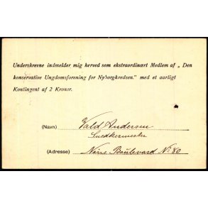 Den konservative Ungdomsforening for Nyborgkredsen - u/n - Brugt. - Arkivhul !