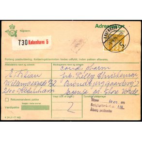 Adressekort fra Kbenhavn 5 - 10 Kr.  Rigsvben - Berigtigelseskort 118 - Eftertorto 10,00