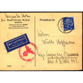 Luftpost  Censurpostkort fra Tyskland  7 - 4 - 42 - Til Kgs. Lyngby