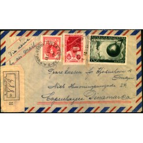 Luftpost Rekommanderet Brev fra Argentina til Danmark - 18 - 2 - 49