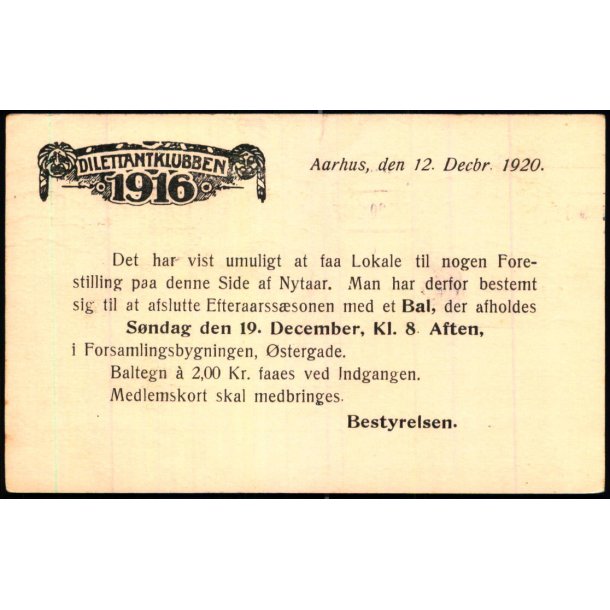 Dilettantklubben 1916 - Aarhus - u/n - Brugt.