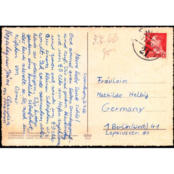 K�benhavn - Christiansborg Slot - Kr�ger 989/40