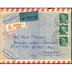 Luftpost RekommanderetBrev fra Danmark til Danish Nato Trainee - Canada - 12 - 9 - 59 - Med indhold.
