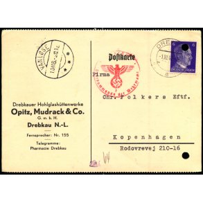 Censurpostkort fra Tyskland  1 - 10 - 42 - Til Kbenhavn