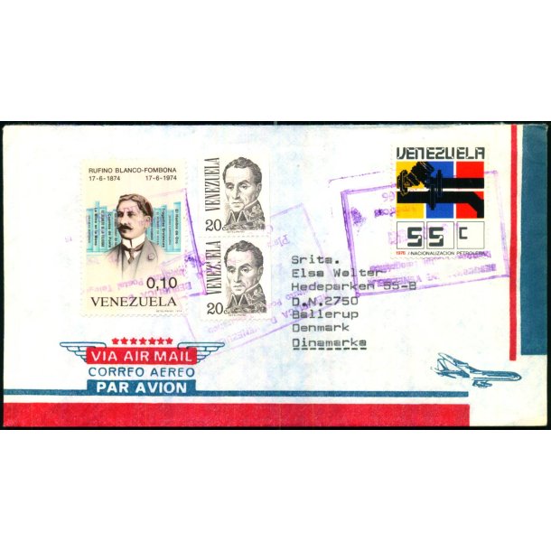Luftpost Brev fra Venezuela til Danmark  23 - 4 - 81