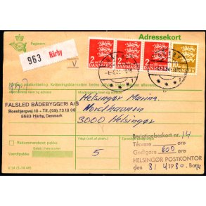 Adressekort fra Hrby - 3x2 og 10 kr Rigsvben - Berigtigelseskort 14 - Eftertporto Godtgre 600 re