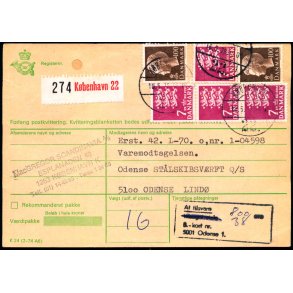 Adressekort fra Kbenhavn - 4x7 kr Rigsvben 2x1kr M - Berigtigelseskort 38 - Eftertporto 800 re