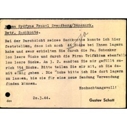 Censurpostkort fra Tyskland  22 - 3 - 44 - Til Svendborg