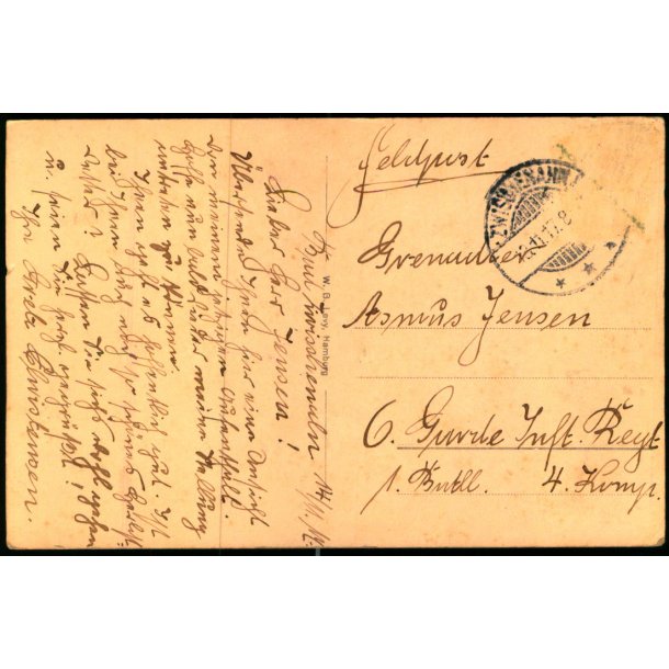 Feldpost - Zwifchenahn  13 - 11 - 17  - Til  1 Batl. 4. Komp. - Billedside : Sanatorie