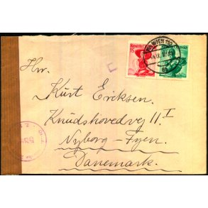 Luftpost - Censurbrev fra strig til Nyborg - 4 - 9 -50