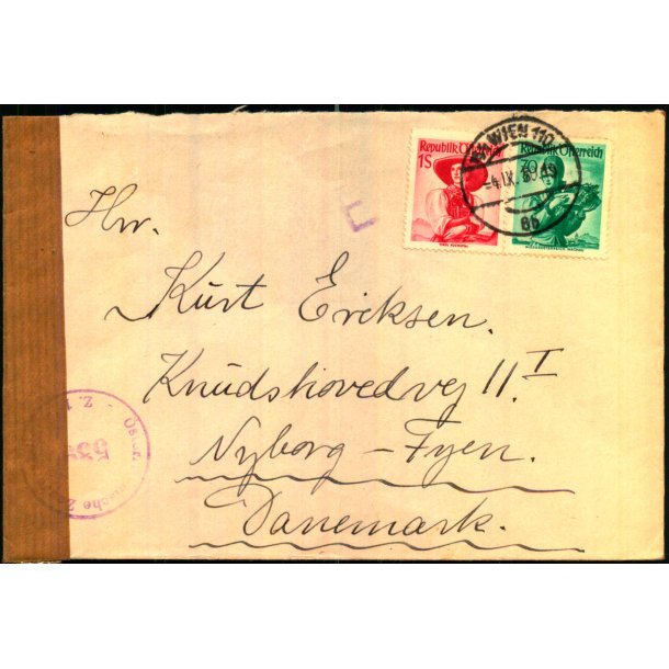 Luftpost - Censurbrev fra strig til Nyborg - 4 - 9 -50