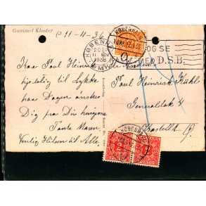 Efterporto - Ufrankeret Kort til Kbenhavn .   - 11 - Nov 1935 - Efterporto 14 re