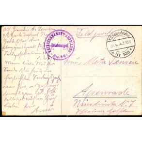 Feldpost - K.D. Feldpoststetion  29 - 8 - 16  - Til  Apenrade - Billedside : Dierrepont (Frankreich)