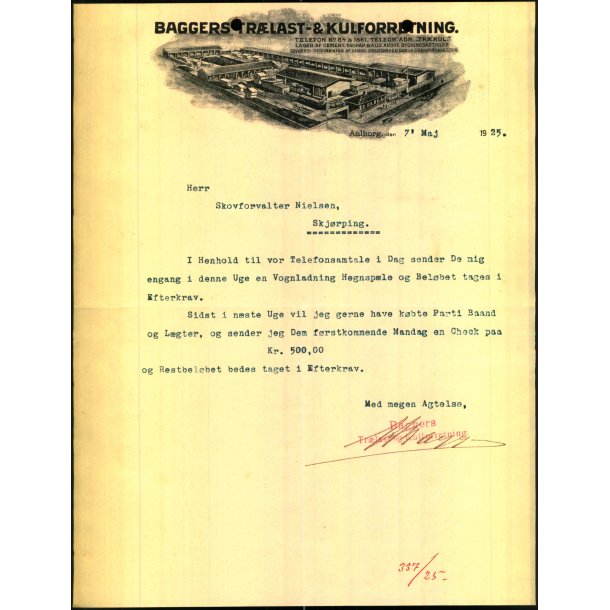 Baggers Tr�last &amp; Kulforretning - Aalborg 1925