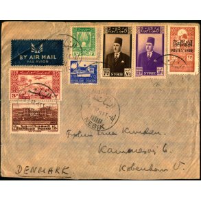 Luftpost Brev fra Syrien til Danmark  8 - 2 - 47