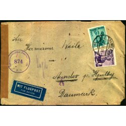 Luftpost - Censurbrev fra strig til Aunslev pr. Hjulby - 17 - 11 - 50
