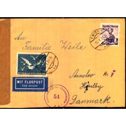 Luftpost - Censurbrev fra strig til Aunslev pr. Hjulby - 12 - 1 - 51