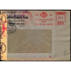 Luftpost  Censurbrev fra Tyskland  26 - 10 - 43 - Til Danmark