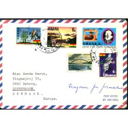 Luftpost Brev fra Ghana til Danmark  12 - 5 - 66