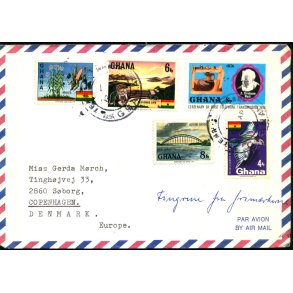 Luftpost Brev fra Ghana til Danmark  12 - 5 - 66