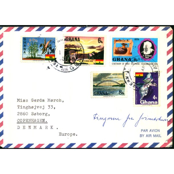Luftpost Brev fra Ghana til Danmark  12 - 5 - 66