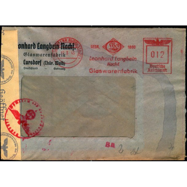 Censurbrev fra Tyskland  17 -3 - 43 - Til Danmark